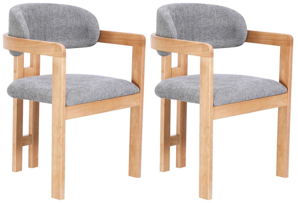 Armlehnstuhl Sally Grau Gepolstert - Eichefarben/Grau, MODERN, Holz/Textil (60/80/52cm) - MID.YOU