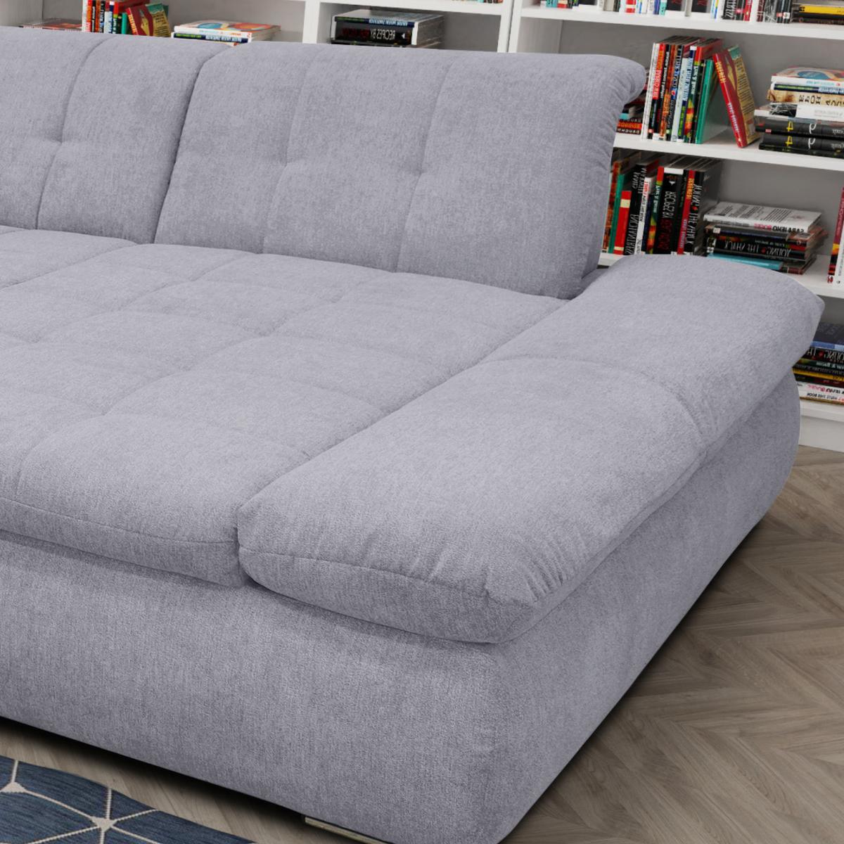 Wohnlandschaft Moric Grau Mikrofaser - Chromfarben/Grau, KONVENTIONELL, Textil (216/353/172cm) - MID.YOU