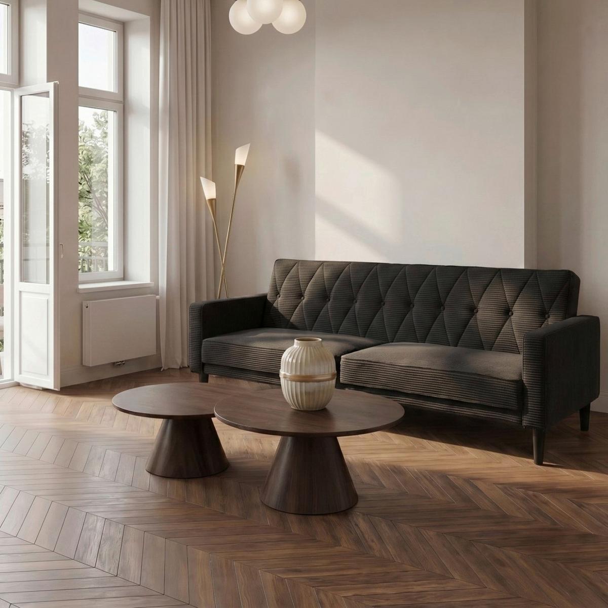 Schlafsofa Aarhus Anthrazit, mit Schlaffunktion - Anthrazit/Braun, Basics, Textil (213/81/86cm) - Livetastic