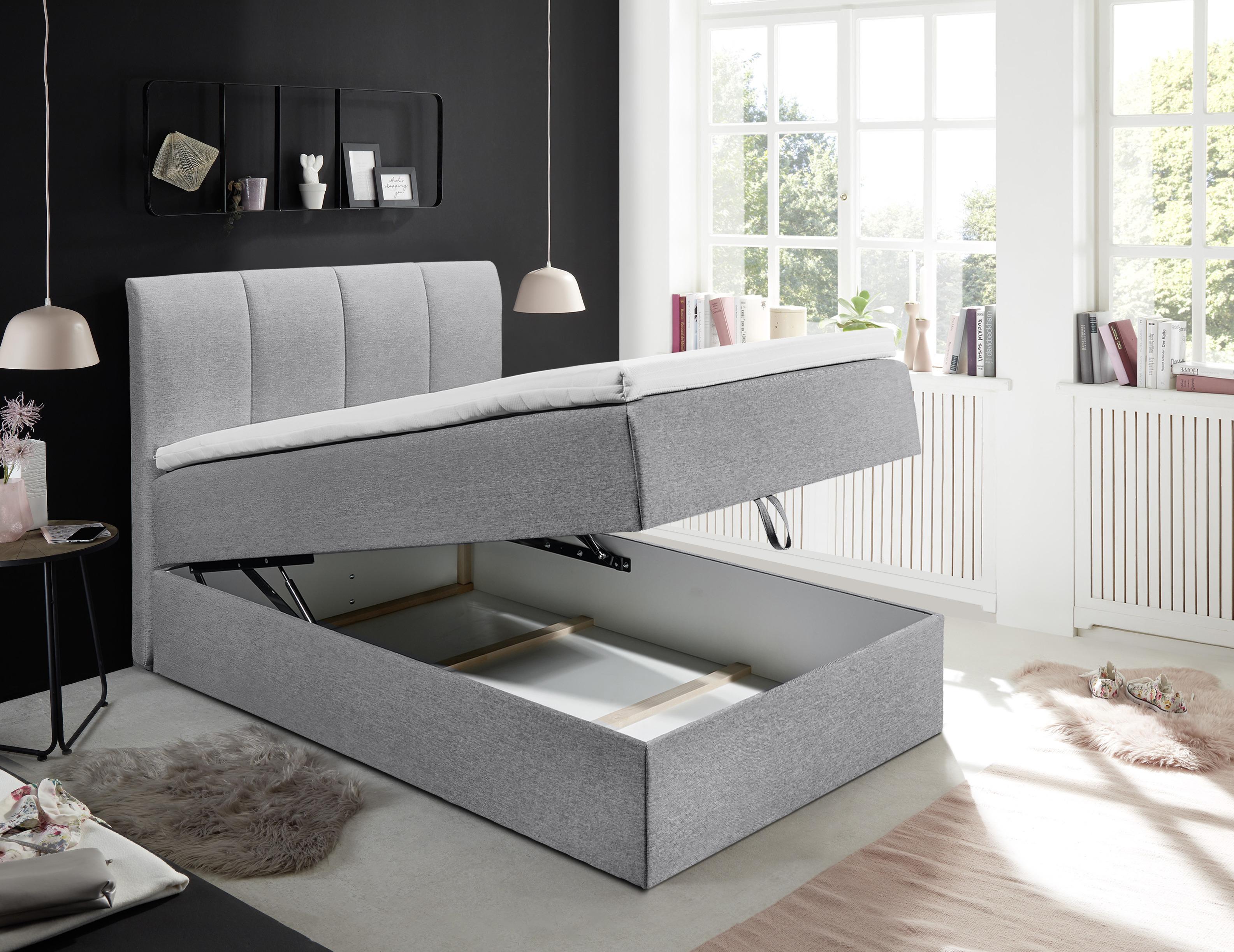 Boxspring posteľ  GRANADA šedá 120x200 cm - čierna/sivá, Basics, textil/plast (120/200cm) - MID.YOU