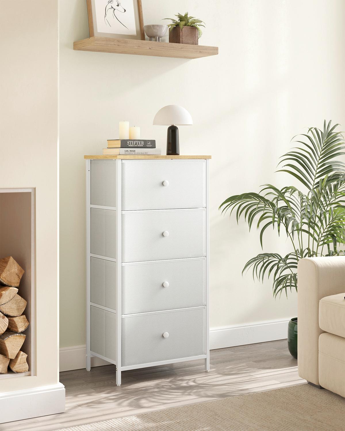 Kommode Weiß, Eiche Dekor B: 45cm - Eichefarben/Weiß, Basics, Holzwerkstoff/Textil (45/91,7/30cm)