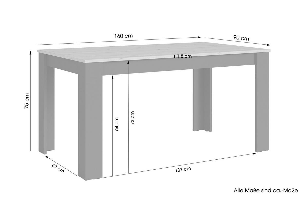 Esstisch Nori - Anthrazit/Eiche Artisan, MODERN, Holzwerkstoff (160/90/75cm) - MID.YOU