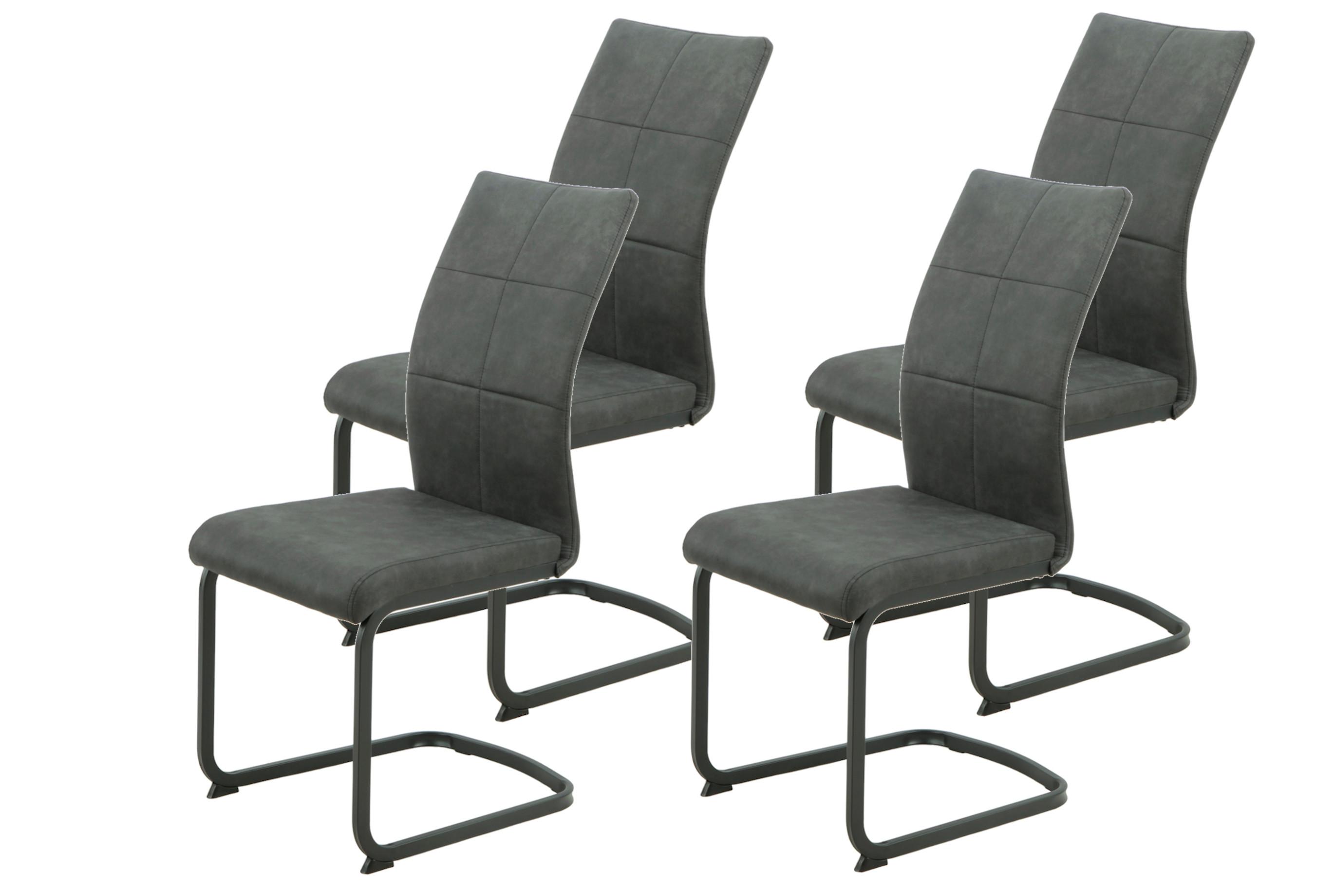 SCHWINGSTUHL-SET MELANIE S 4ER-SET - Anthrazit/Schwarz, MODERN, Textil/Metall (42/98/60cm) - P & B