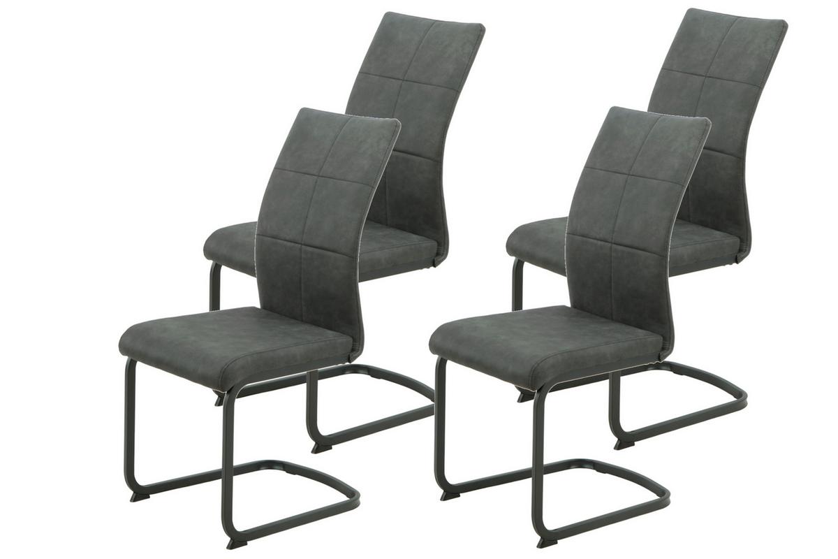 Schwingstuhl-set Melanie S 4er-Set - Anthrazit/Schwarz, MODERN, Textil/Metall (42/98/60cm) - MID.YOU