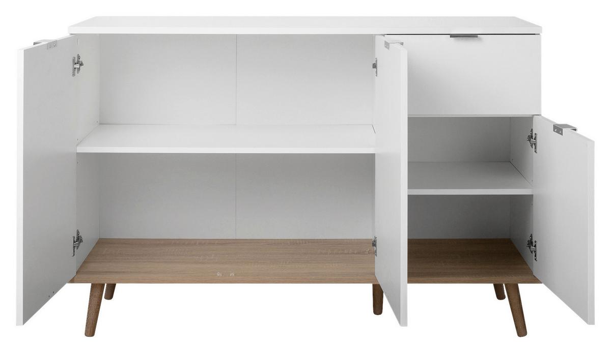 Kommode Mit Echtholz-füßen B 120cm Göteborg 56, Weiß/eiche - Weiß/Sonoma Eiche, KONVENTIONELL, Holzwerkstoff (120/85/40cm) - MID.YOU