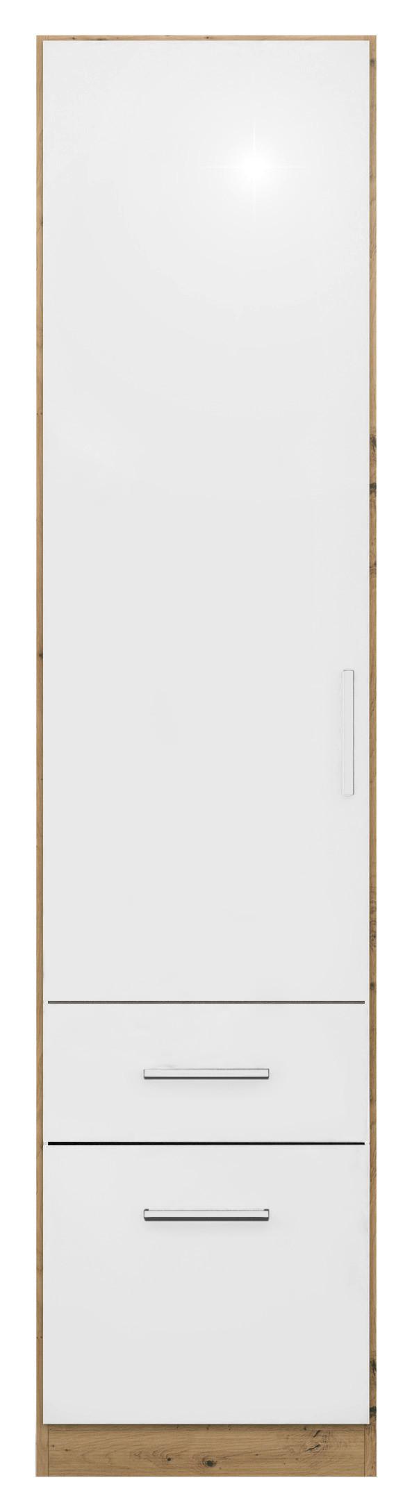 Drehtürenschrank 47 Cm Berlin Eiche Dekor/weiß - Weiß Hochglanz/Eiche Artisan, MODERN, Holzwerkstoff (47/197/54cm) - Rauch Möbel