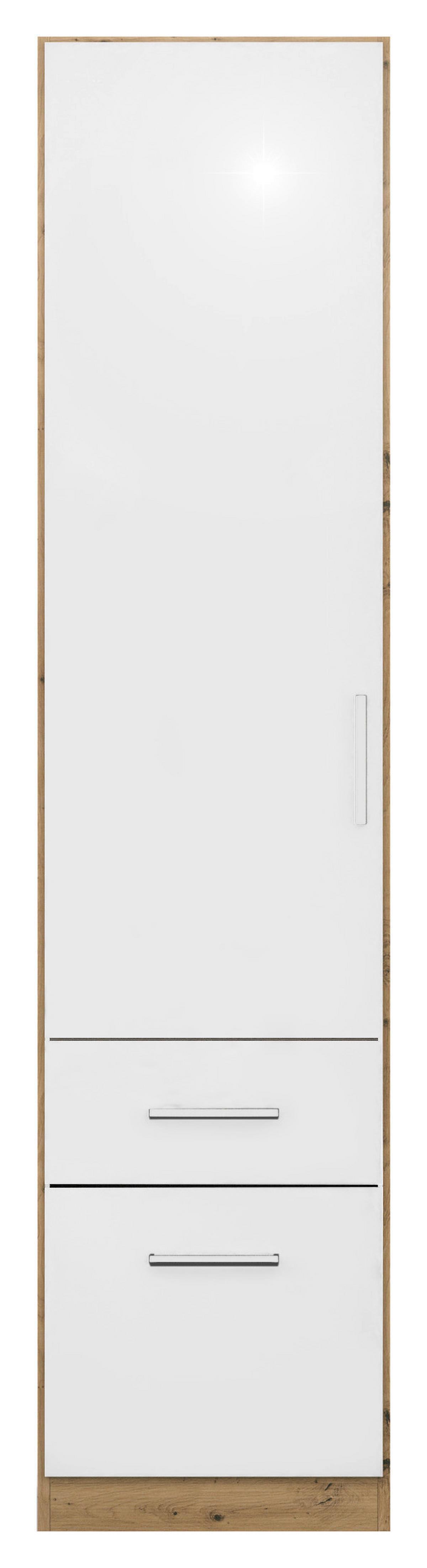 Drehtürenschrank 47 Cm Berlin Eiche Dekor/weiß - Weiß Hochglanz/Eiche Artisan, MODERN, Holzwerkstoff (47/197/54cm) - Rauch Möbel