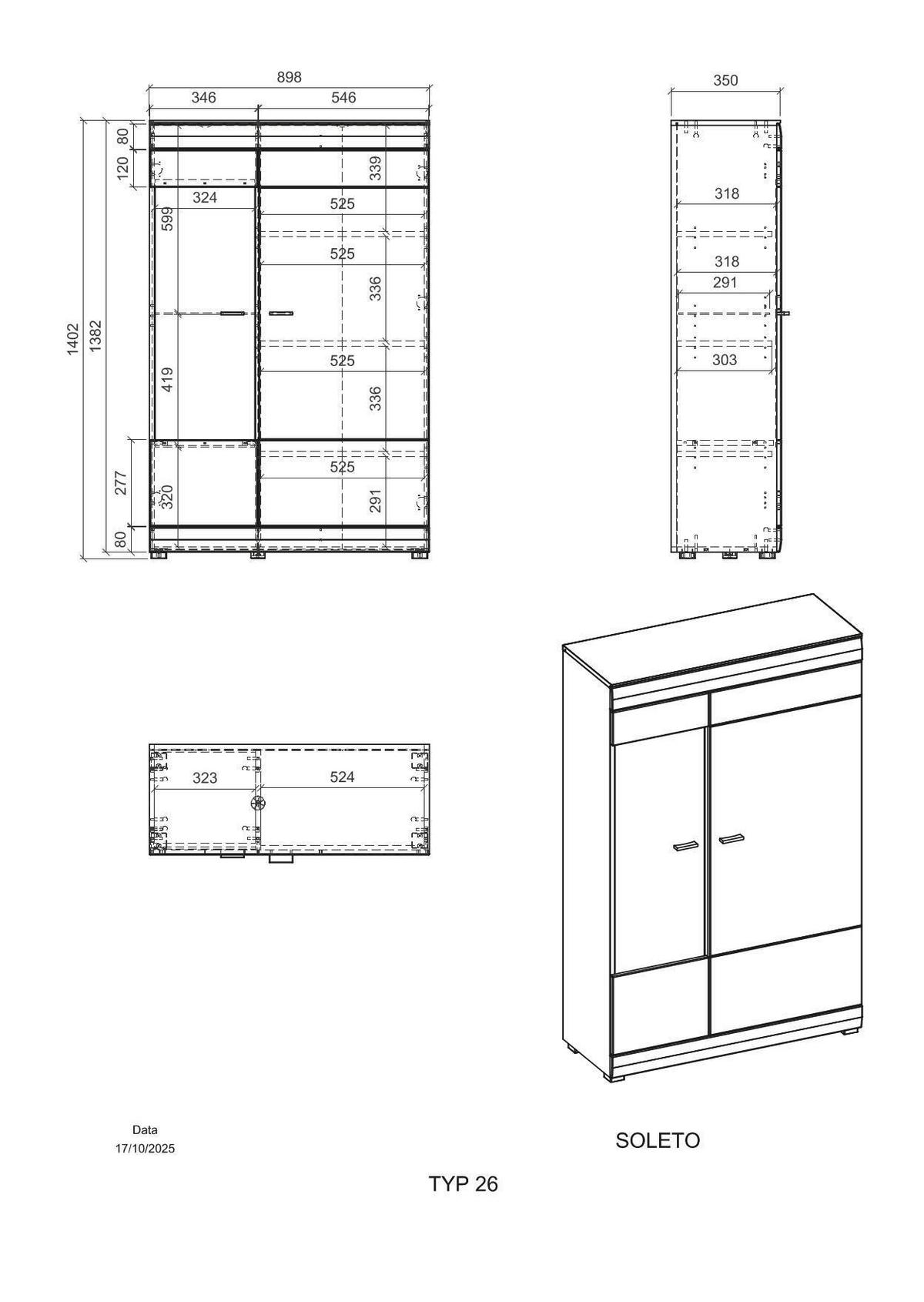 Vitrine Soleto Graphit-/Eichefarben B: 90cm - Eichefarben/Schwarz, Design, Glas/Holzwerkstoff (90/141/35cm) - MID.YOU