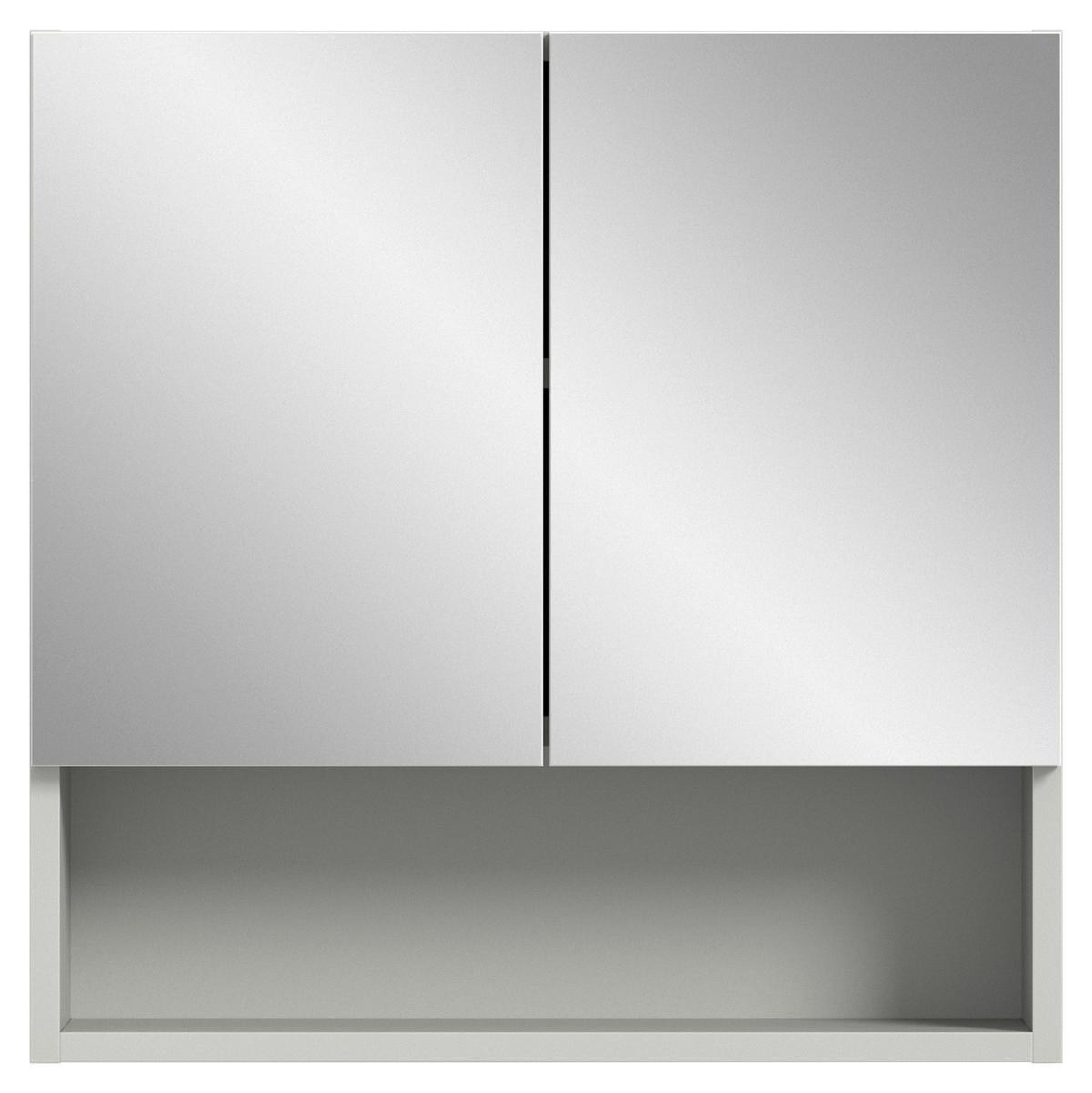 Spiegelschrank Copa 2-Türig BxHxT: 55x55x17 cm - Grau, MODERN, Glas/Holzwerkstoff (55/55/17cm) - MID.YOU