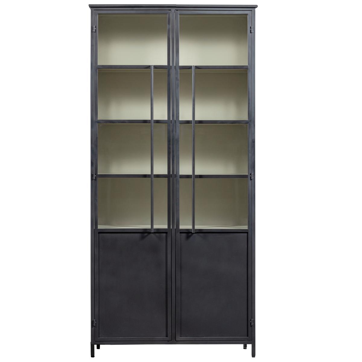 Vitrine Exhibit Schwarz B: 96 cm - Schwarz, Design, Glas/Metall (96/200/40cm) - Livetastic