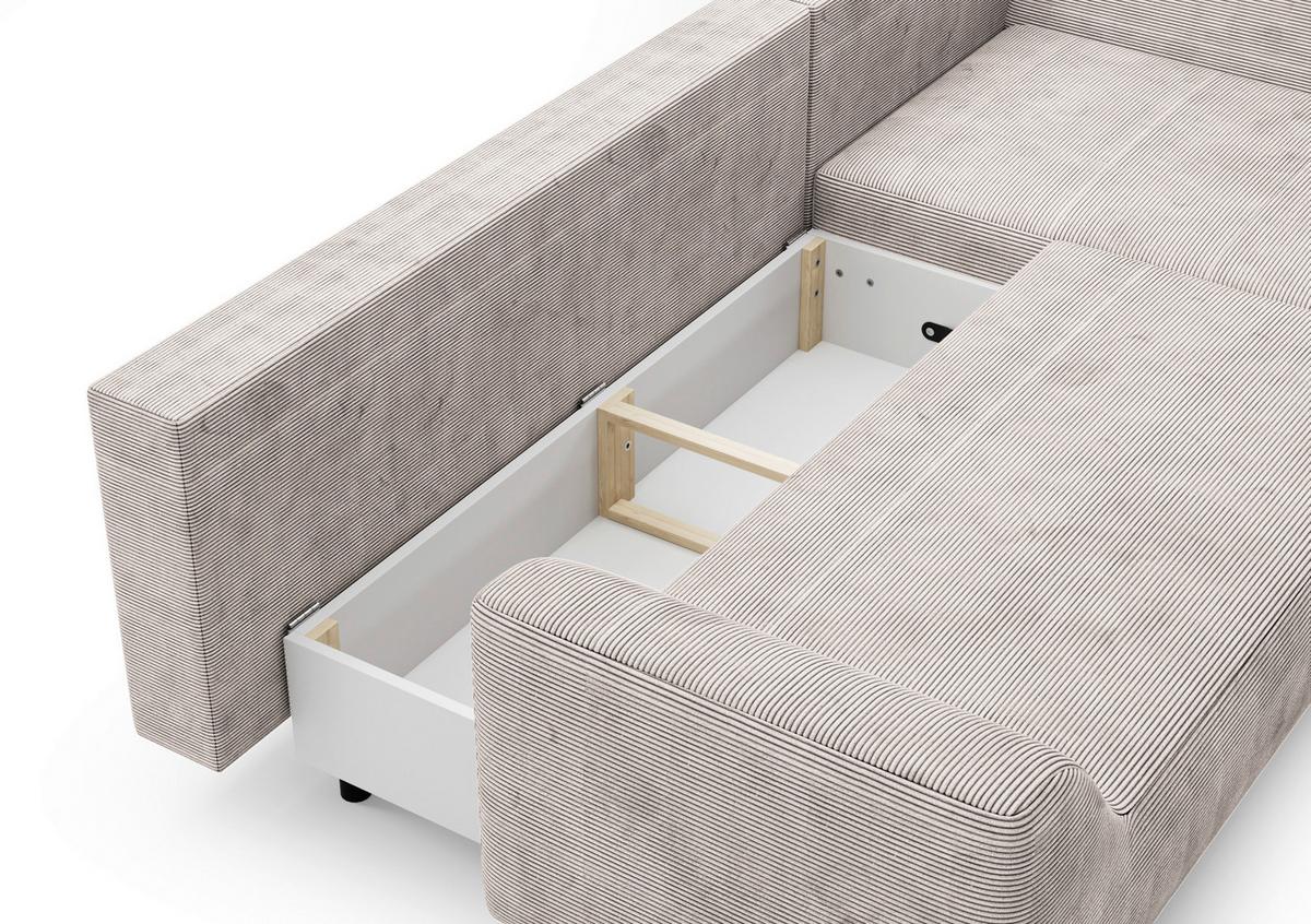 Eckschlafsofa Asolo Creme S: 273x167 cm - Creme/Schwarz, Design, Textil (273/167cm) - MID.YOU