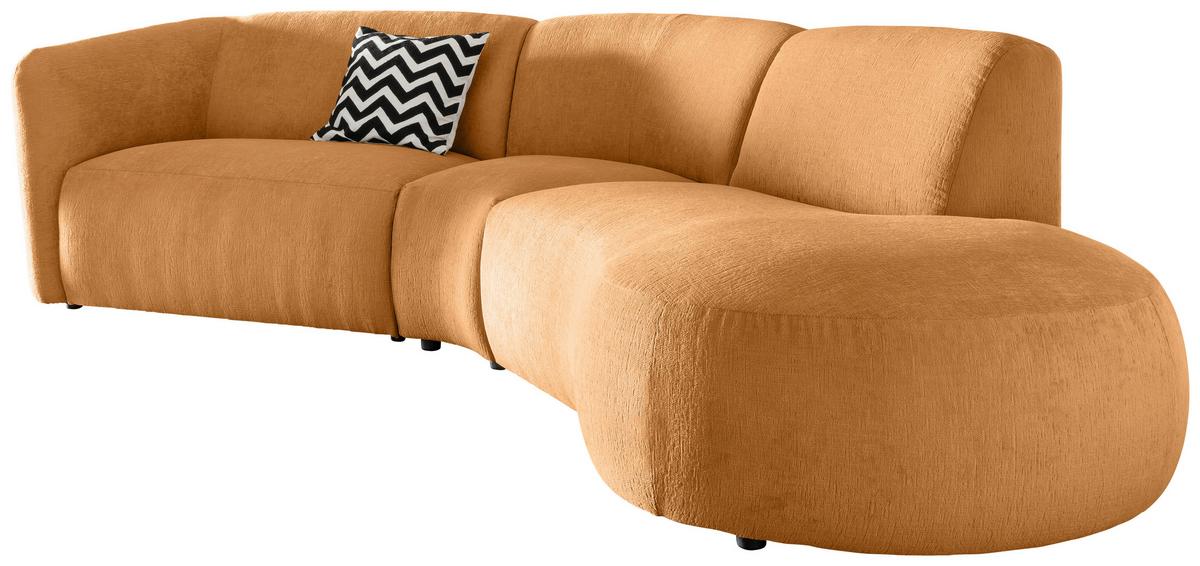 Ecksofa Jesi, Goldfarben S: 276x182 Cm - Goldfarben/Schwarz, MODERN, Textil (276/182cm) - Livetastic
