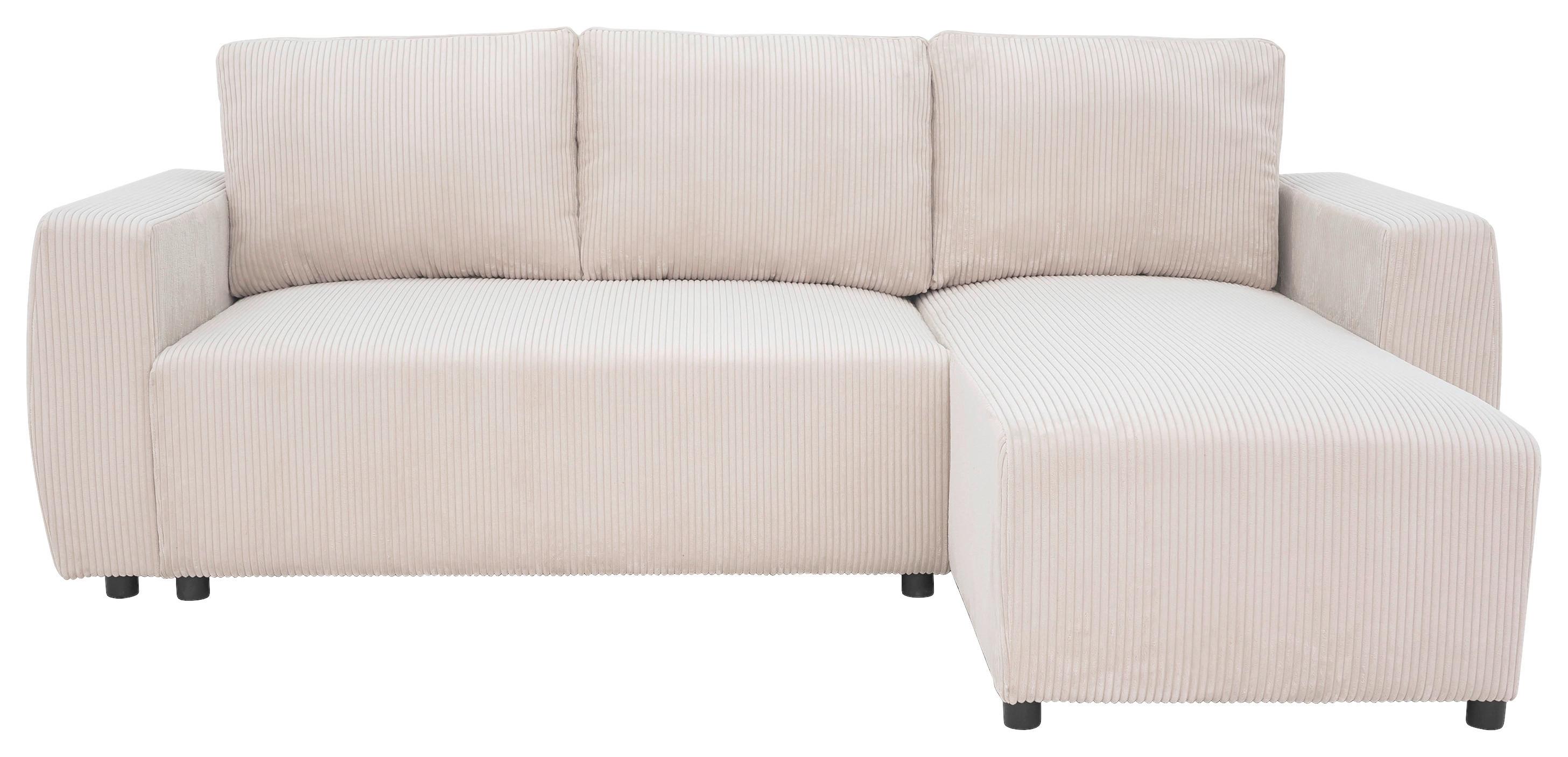 Eckschlafsofa mit Bettkasten Pharell, beige, 230x155cm - Beige/Schwarz, KONVENTIONELL, Holz/Holzwerkstoff (230/155cm)