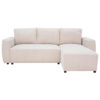 Eckschlafsofa mit Bettkasten Pharell, beige, 230x155cm - Beige/Schwarz, KONVENTIONELL, Holz/Holzwerkstoff (230/155cm)