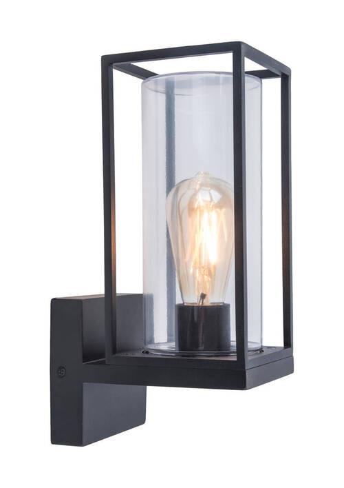 Außenwandleuchte Flair 40w Glas Aluminium, Wandmontage - Klar/Schwarz, Design, Glas/Metall (12/31,3/17,2cm)