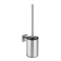 WC-Bürstengarnitur Porto Matt Schwarz, Wandmontage B: 9 cm - Edelstahlfarben/Schwarz, MODERN, Kunststoff/Metall (9/13,5/37cm) - Wenko