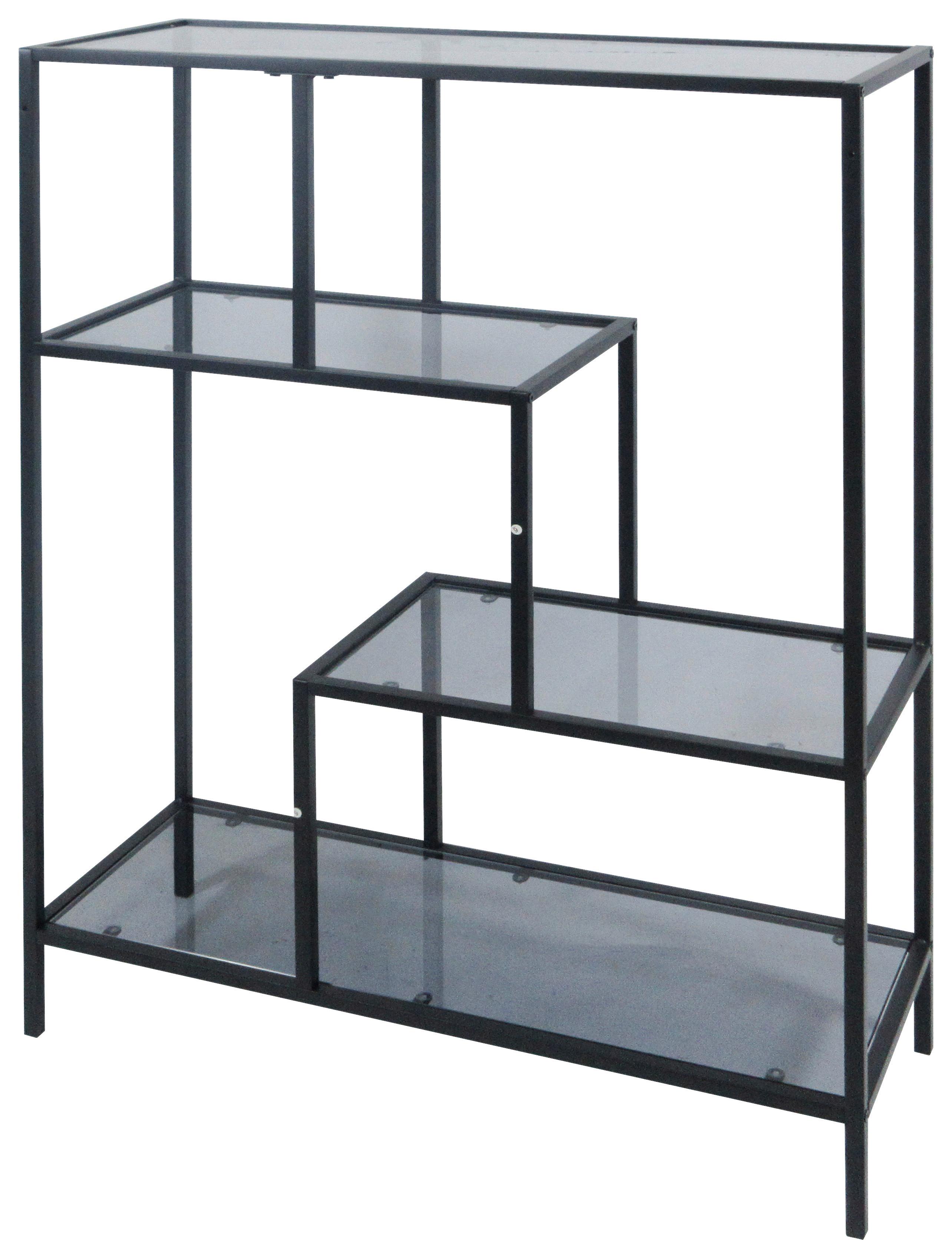 Raumteiler Rom 2 - Schwarz/Grau, MODERN, Glas/Metall (80/113/30cm)