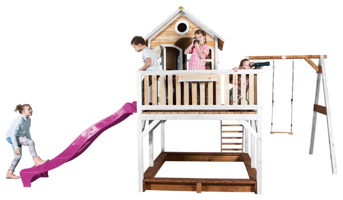Spielturm A030.152.41 - Lila/Braun, KONVENTIONELL, Holz/Kunststoff (541/291/277cm) - Ambia Garden