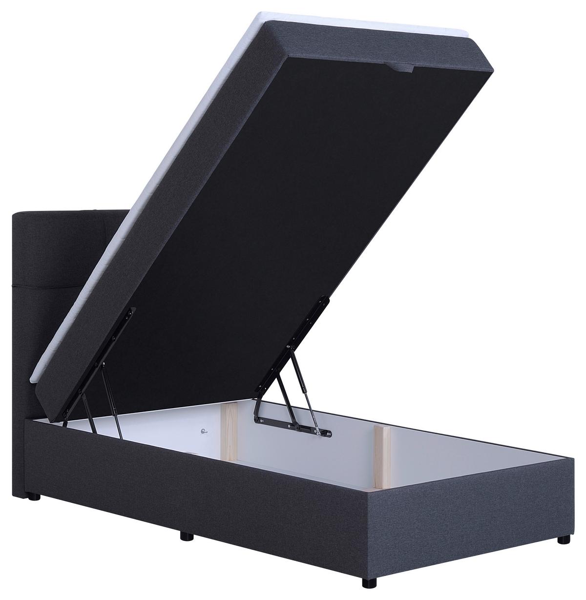 Boxbett Paros 100 100x200 Dunkelgrau - Dunkelgrau/Schwarz, MODERN, Holzwerkstoff/Textil (100/200cm) - MID.YOU