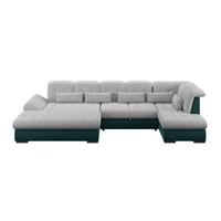 Wohnlandschaft Madera Silberfarben S: 358x212 cm - Türkis/Silberfarben, KONVENTIONELL, Kunststoff/Textil (190/358/212cm)