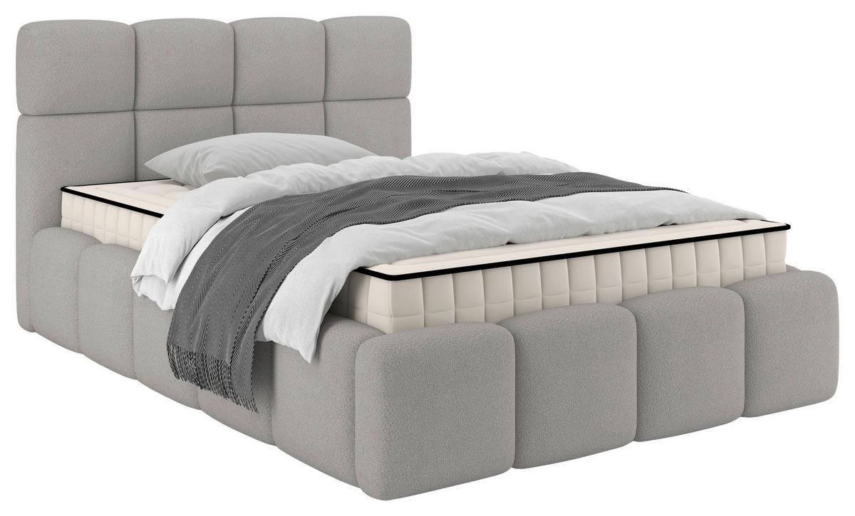 Polsterbett Cloudy mit Matratze Champagner, Lf: 140x200 cm - Champagner/Grau, Trend, Holz/Holzwerkstoff (140/200cm) - Luca Bessoni