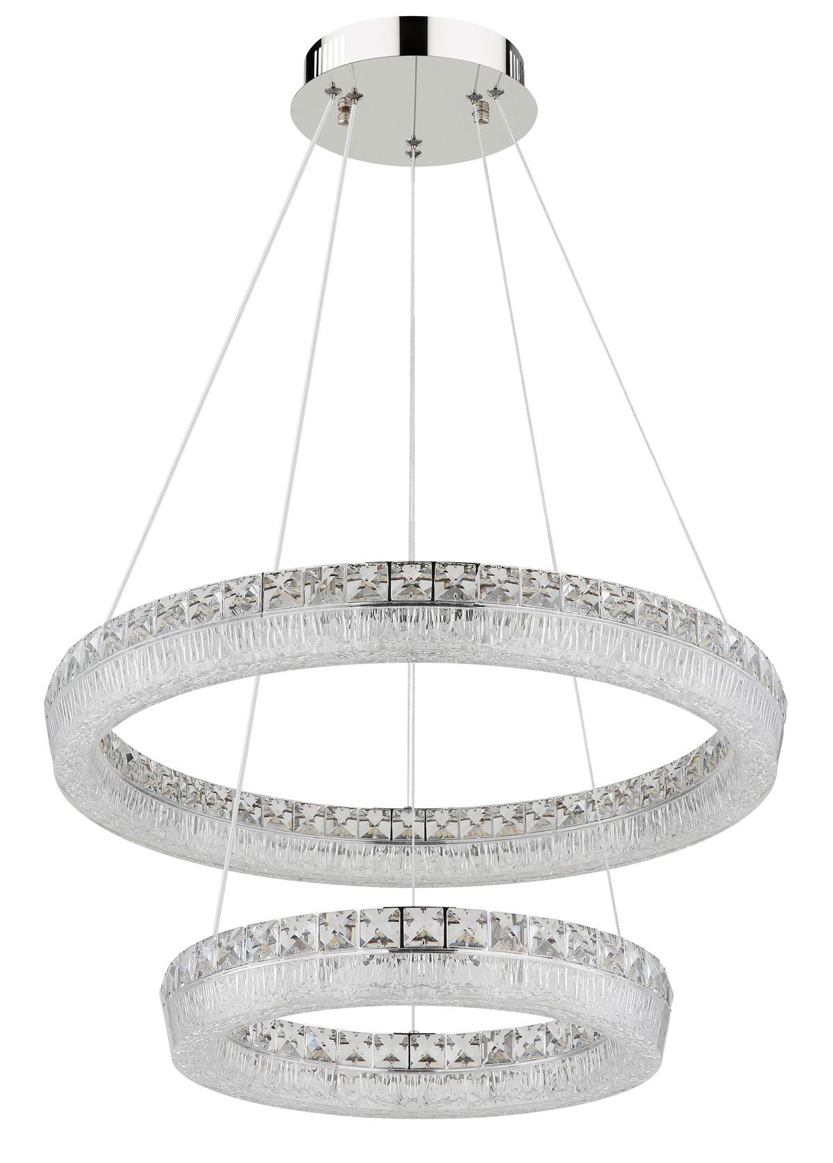 LED-Hängeleuchte 67387-60 Laurel - Klar/Chromfarben, Design, Glas/Kunststoff (60/120cm) - Globo