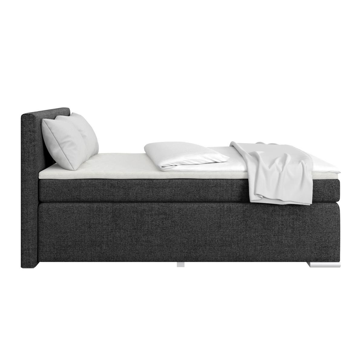 Boxspringbett Mira Webstoff Schwarz, Lf:140x200cm - Beige/Schwarz, KONVENTIONELL, Holz/Textil (140/200cm)