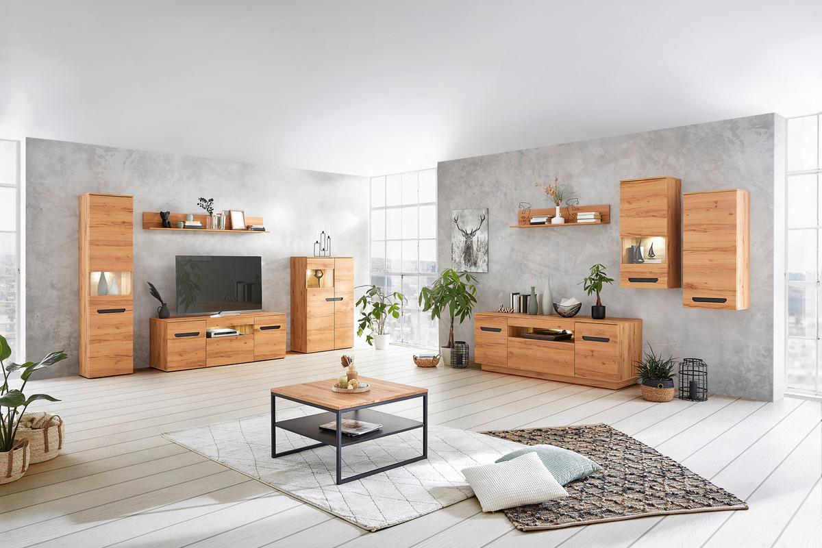 Highboard 81,8 Cm Alana Crenata Dekor - MODERN, Glas/Holzwerkstoff (81,8/129,4/38cm)