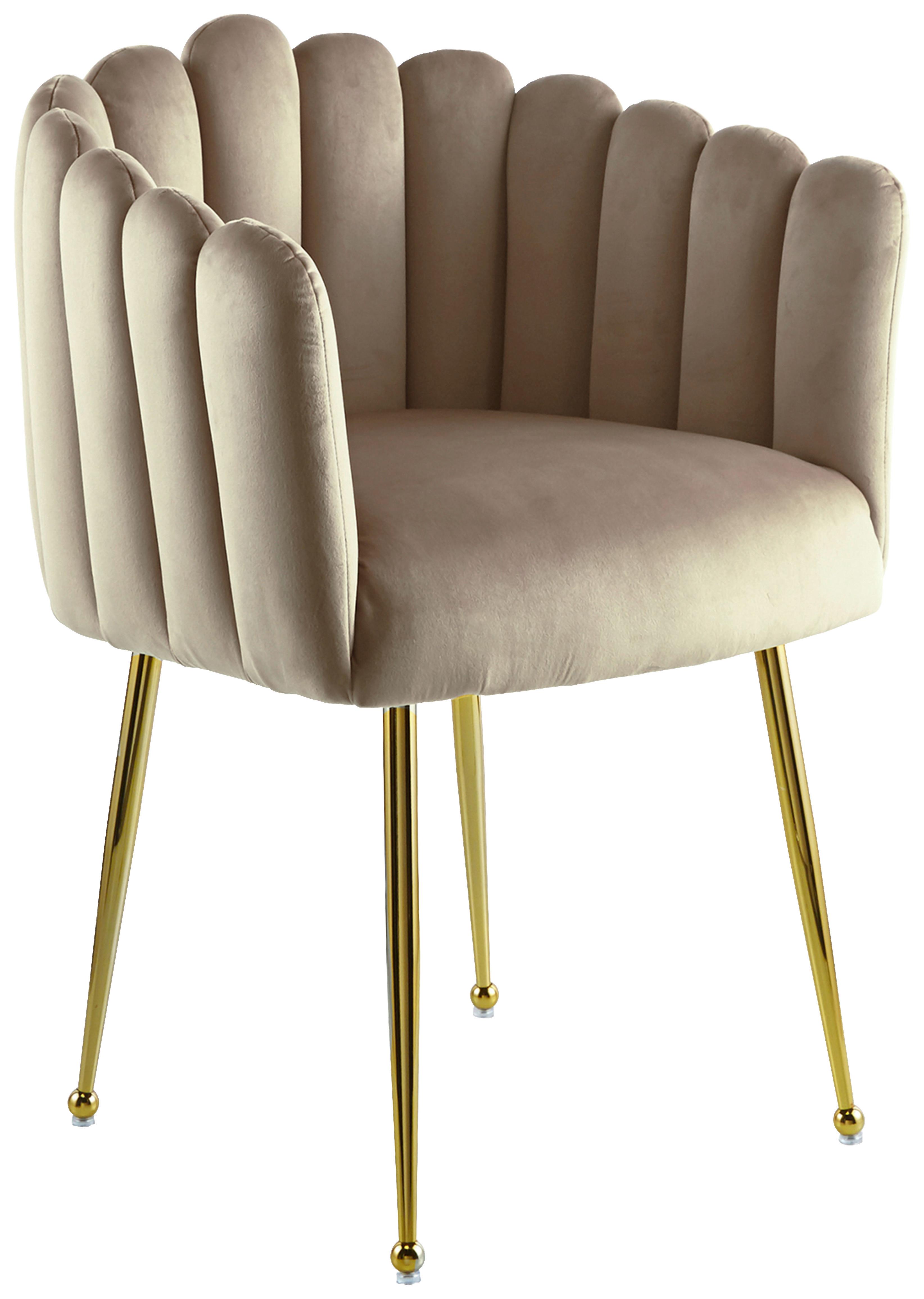 STOLIČKA S PODRÚČKAMI MUCHA - zlatá/béžová, Modern, kov/textil (59/85/56cm) - MID.YOU