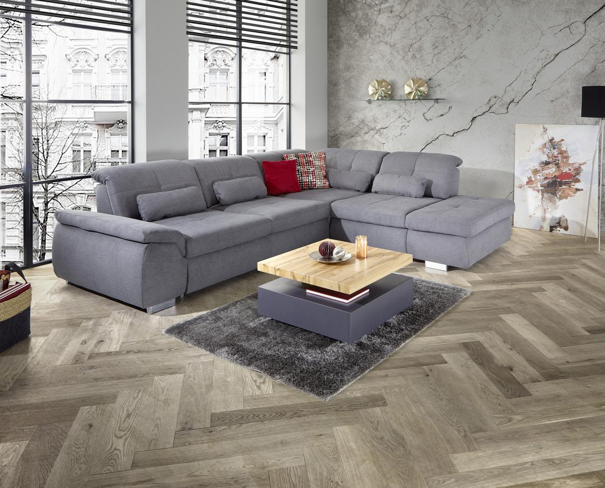 Ecksofa mit Schlaffunktion Paso, Webstoff - Chromfarben/Grau, MODERN, Textil (315/260cm) - Luca Bessoni