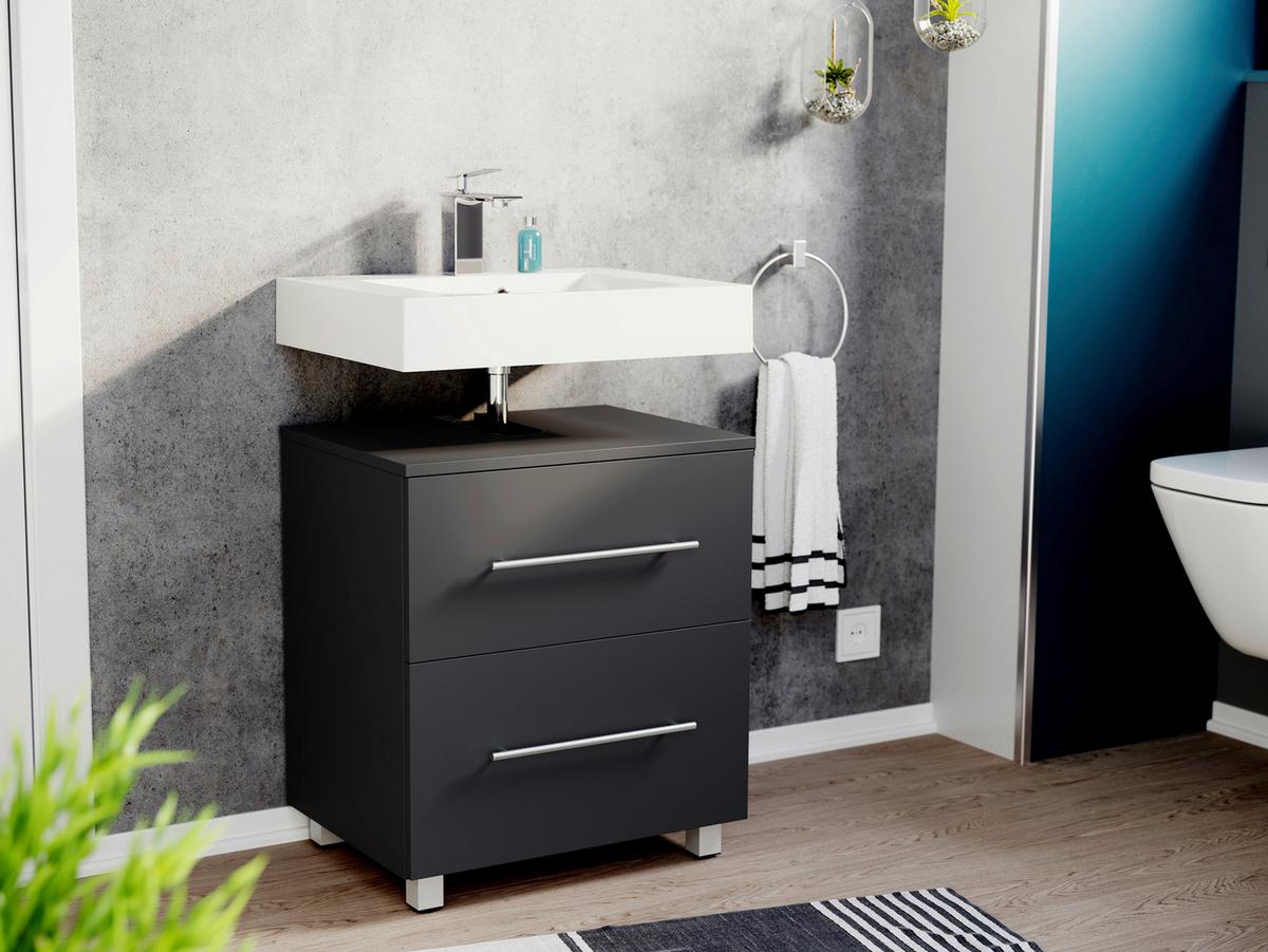 Waschbeckenunterschrank Mondial Graphitfarben B: 55 cm - Graphitfarben, MODERN, Holzwerkstoff (55/63/41,6cm) - MID.YOU