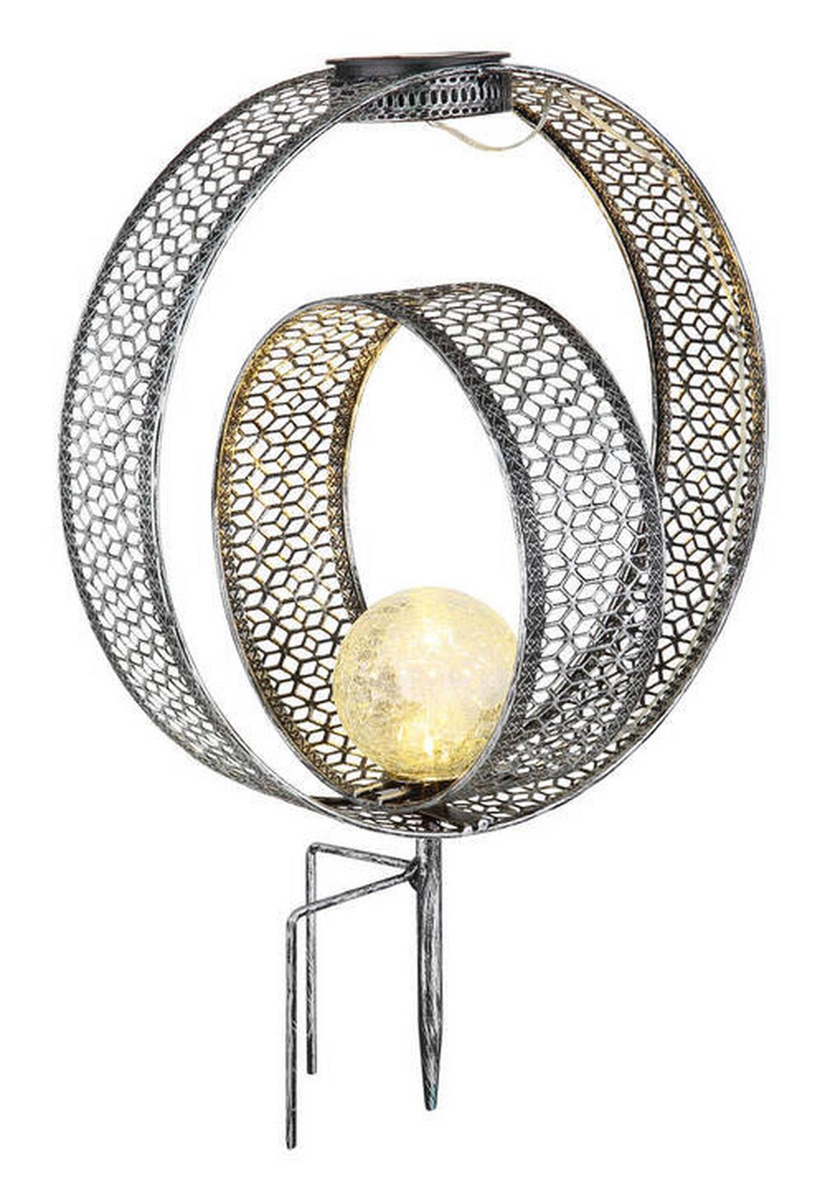 Solarleuchte 33644 - Klar/Silberfarben, Design, Glas/Metall (30/20/42cm) - Globo