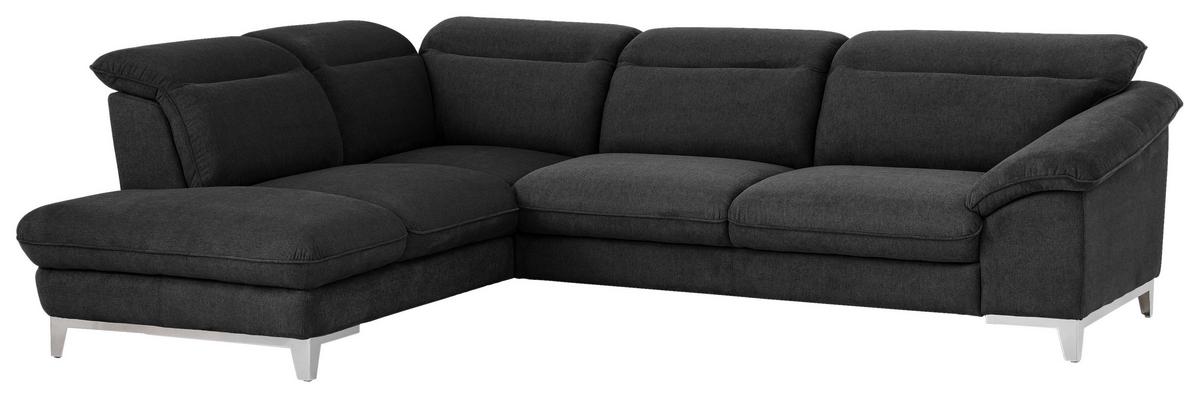 Ecksofa Mit Schlaffunktion Teresa Schwarz - Chromfarben/Schwarz, Design, Textil (232/293cm) - Livetastic