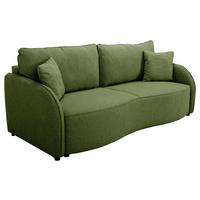 Schlafsofa Bari mit Bettkasten olivgrün, 215x100cm - Schwarz/Olivgrün, KONVENTIONELL, Holz/Holzwerkstoff (215/100cm)