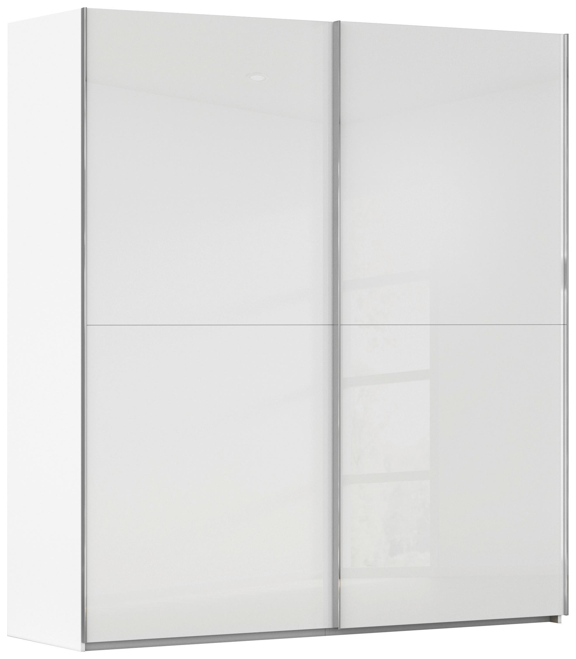 Schwebetürenschrank Fifty 2trg Weiß/Weißglas, B: 201 cm - Weiß, KONVENTIONELL, Glas/Holzwerkstoff (201/222/64cm) - Luca Bessoni