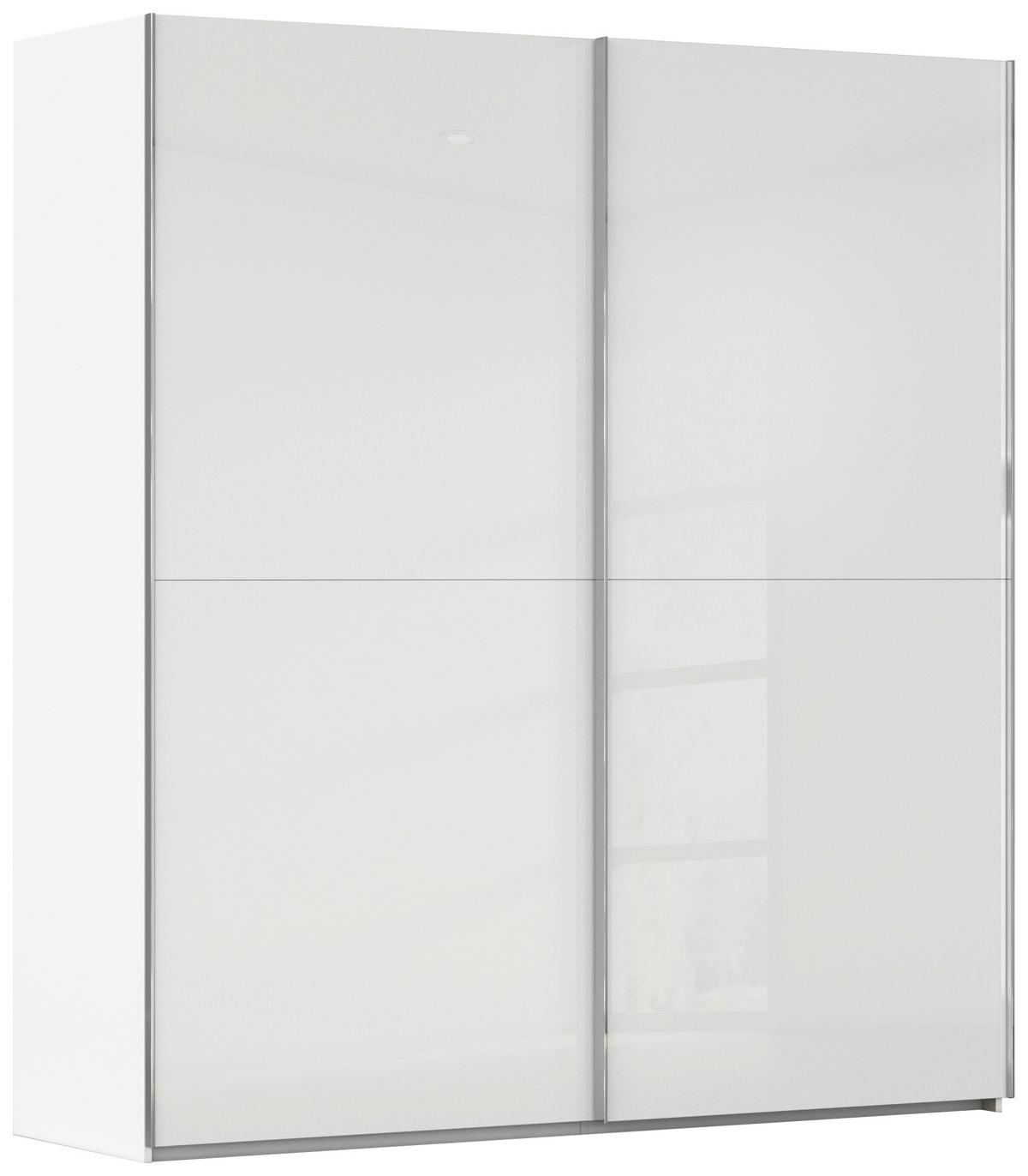 Schwebetürenschrank Fifty 2trg Weiß/Weißglas, B: 201 cm - Weiß, KONVENTIONELL, Glas/Holzwerkstoff (201/222/64cm) - Luca Bessoni