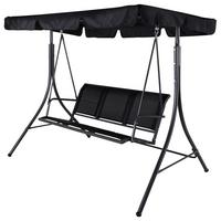 Hollywoodschaukel Montreal - Schwarz, KONVENTIONELL, Textil/Metall (204/163/130cm) - Gardenson