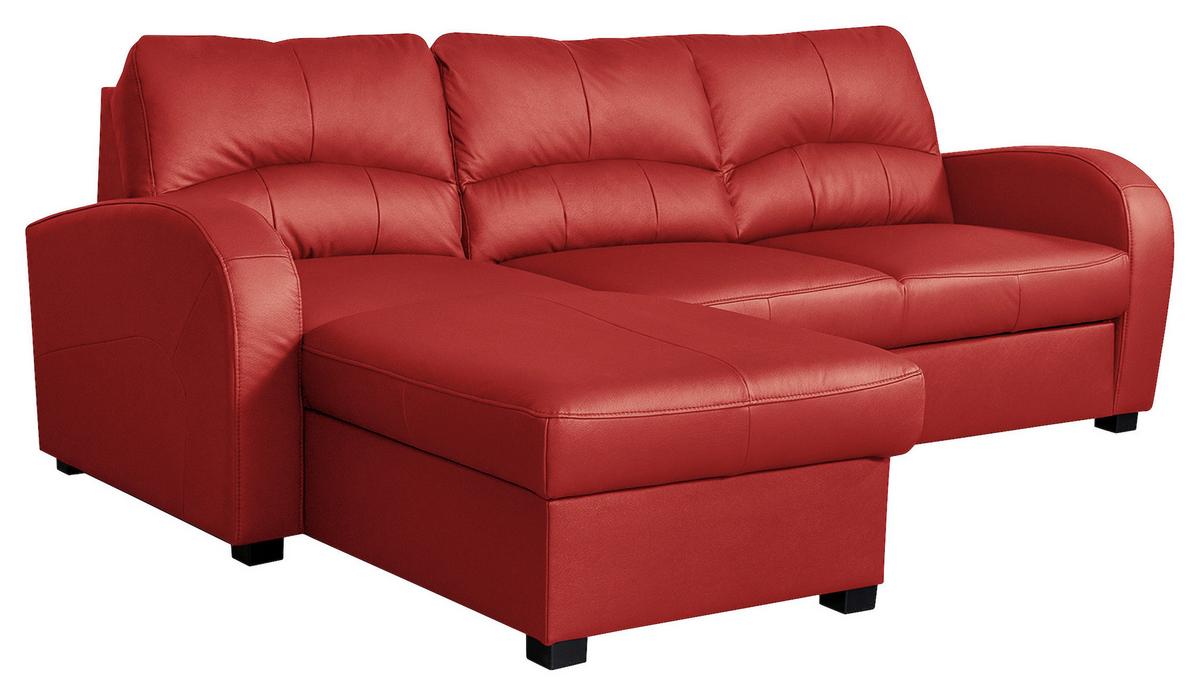 Ecksofa Tilo Rot S: 168 cm - Rot/Schwarz, Design, Leder/Textil (168/227cm) - Livetastic