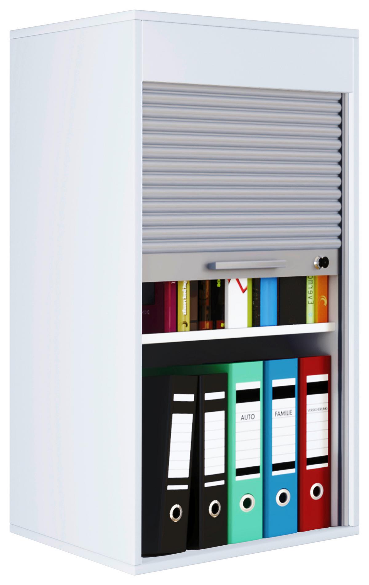 Aktenschrank Aktos L Weiß/grau B: 50 Cm - Weiß/Grau, MODERN, Holzwerkstoff/Kunststoff (50/93/40cm) - MID.YOU