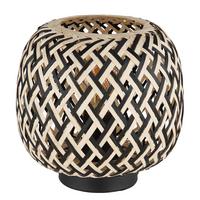 Tischleuchte 15766t Colly - Schwarz/Naturfarben, Natur, Naturmaterialien/Kunststoff (20/19,5cm) - Globo