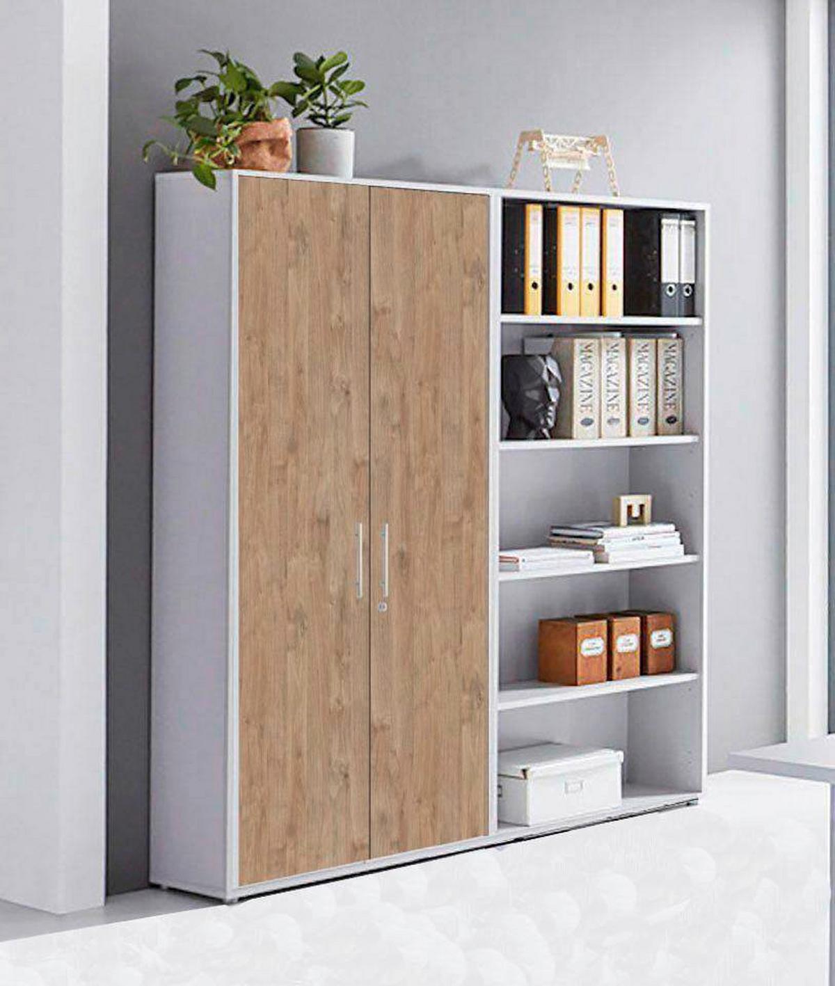 Aktenschrank Office Edition Grau/eiche Dekor B: 168,8cm - Eichefarben/Grau, MODERN, Holzwerkstoff (168,8/185,6/33cm) - MID.YOU