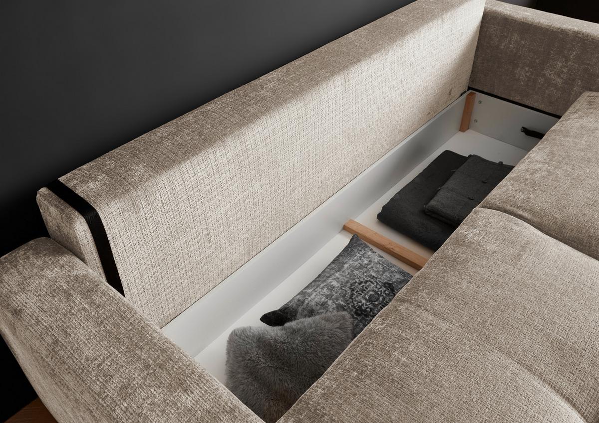 Schlafsofa Bullet Taupe B: 235 Cm - Taupe/Schwarz, KONVENTIONELL, Textil (235/88/120cm) - MID.YOU