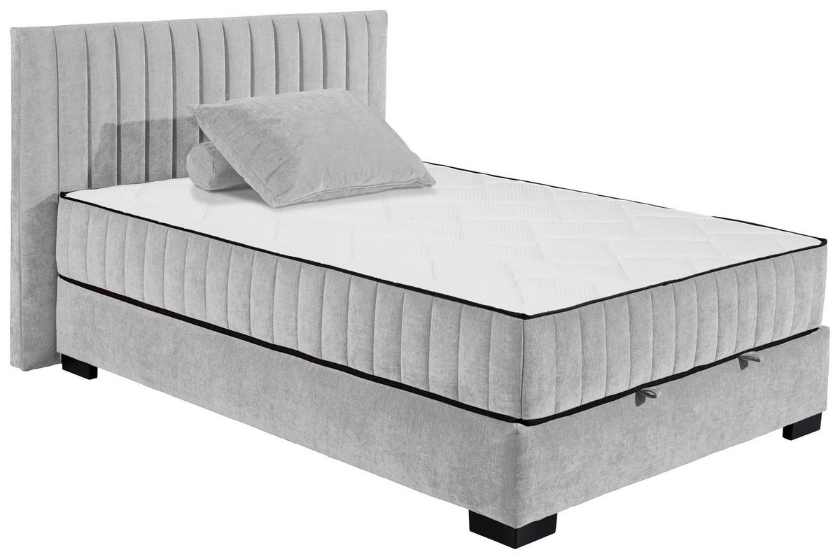 Boxbett Nagol C - Hellgrau/Schwarz, MODERN, Holzwerkstoff/Textil (140/200cm) - MID.YOU