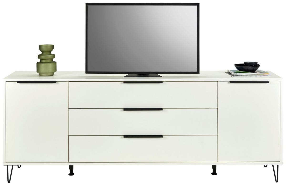 Široká komoda BOUNTY 216cm - bílá/černá, Moderní, kov/kompozitní dřevo (216/82/45cm) - Mömax