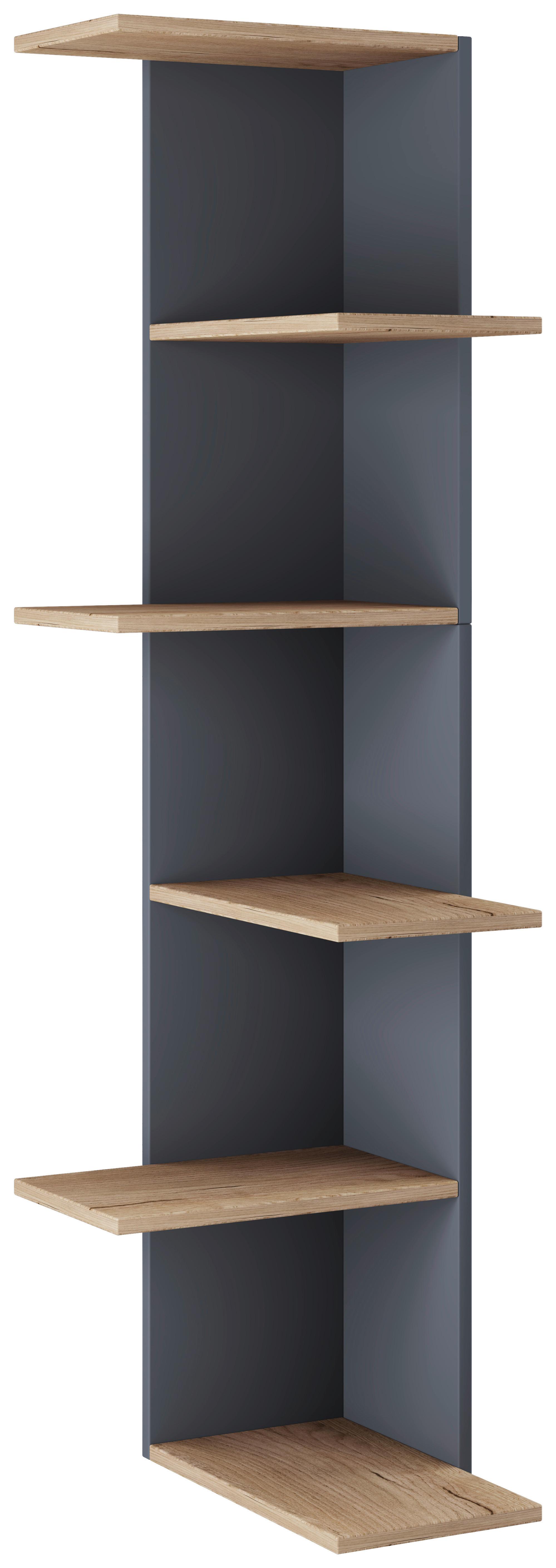 Eckregal Balos Schwarz, Honigeiche B: 37 cm - Honigeiche/Schwarz, LIFESTYLE, Holzwerkstoff (37/140/37cm) - MID.YOU