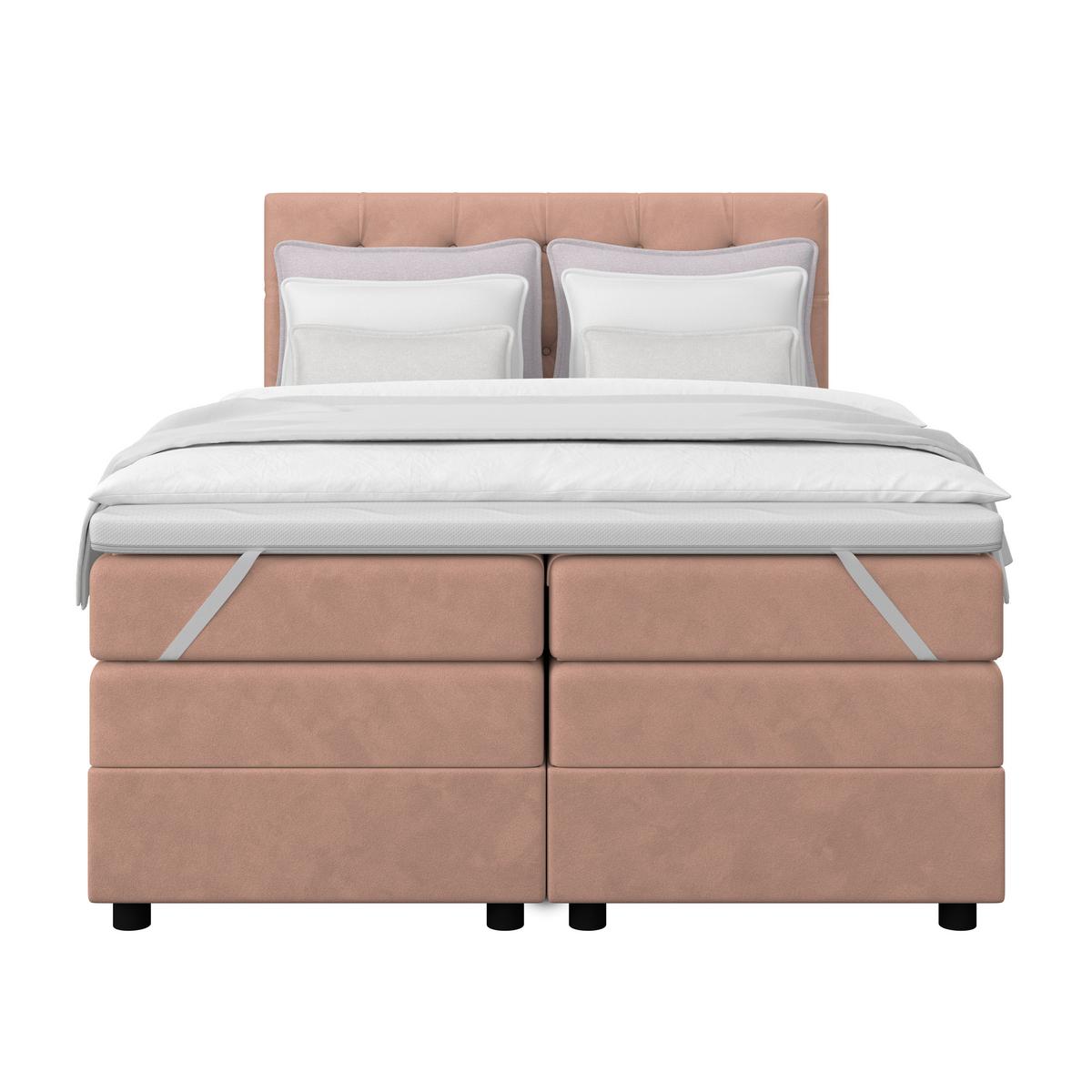 Boxspringbett Elio Altrosa 140x200 Cm H3/h4 - Schwarz/Altrosa, ROMANTIK / LANDHAUS, Textil (144/121/212cm) - James Wood