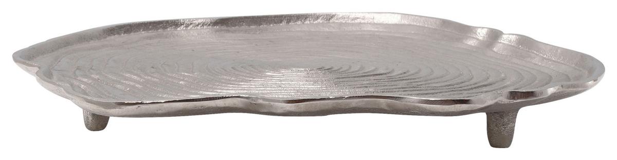 Dekotablett Wood Art Silberfarben, L: 39,5 cm - Silberfarben, Trend, Metall (39,5/39,5/5cm) - Kayoom