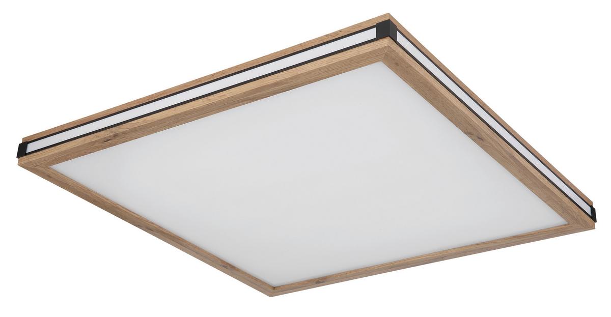 LED-Deckenleuchte 41589d3 - Dunkelbraun/Opal, Natur, Holzwerkstoff/Kunststoff (60/60/7,5cm) - Globo