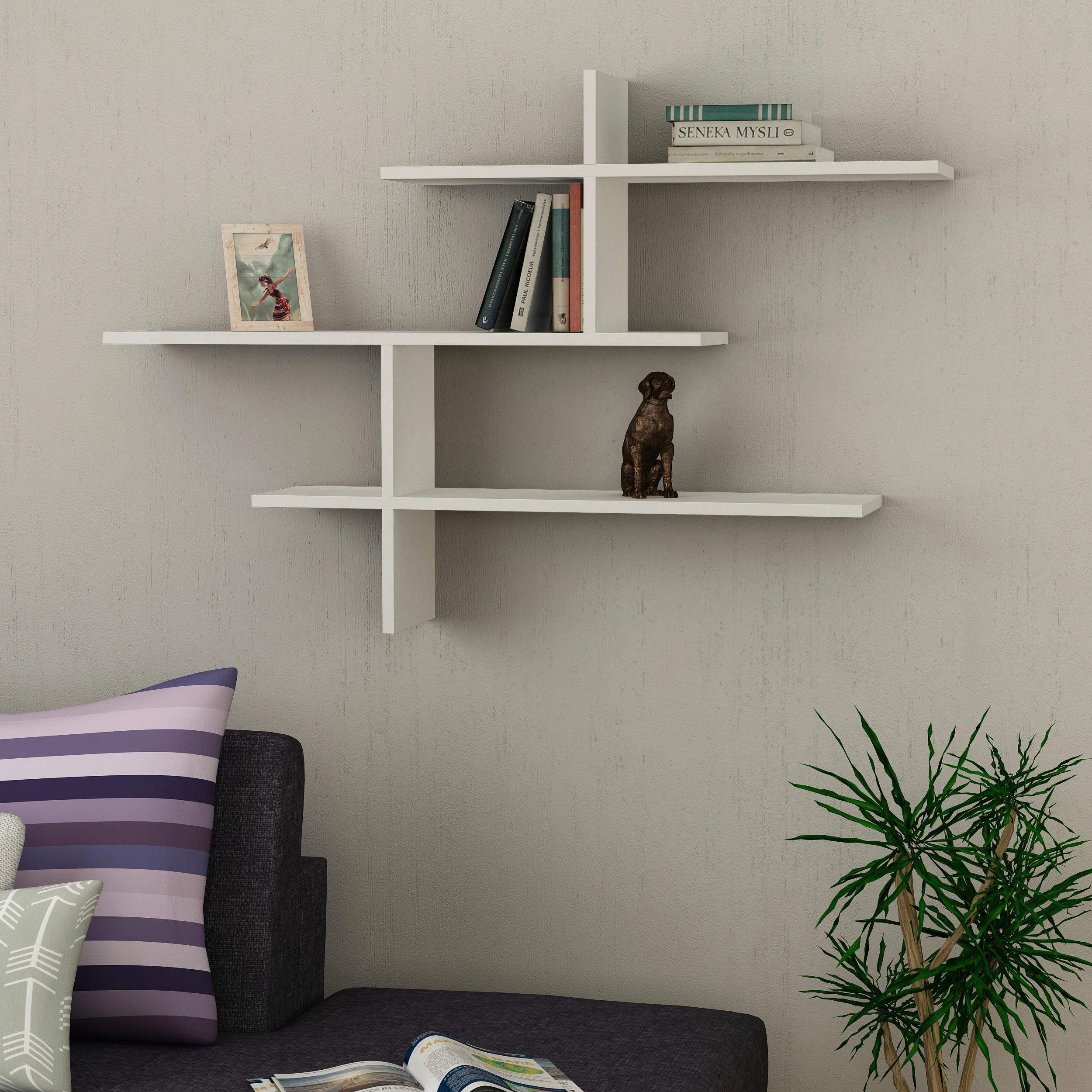Wandregal Leo Regal - Weiß, Design, Holzwerkstoff (123/81/22cm) - Livetastic
