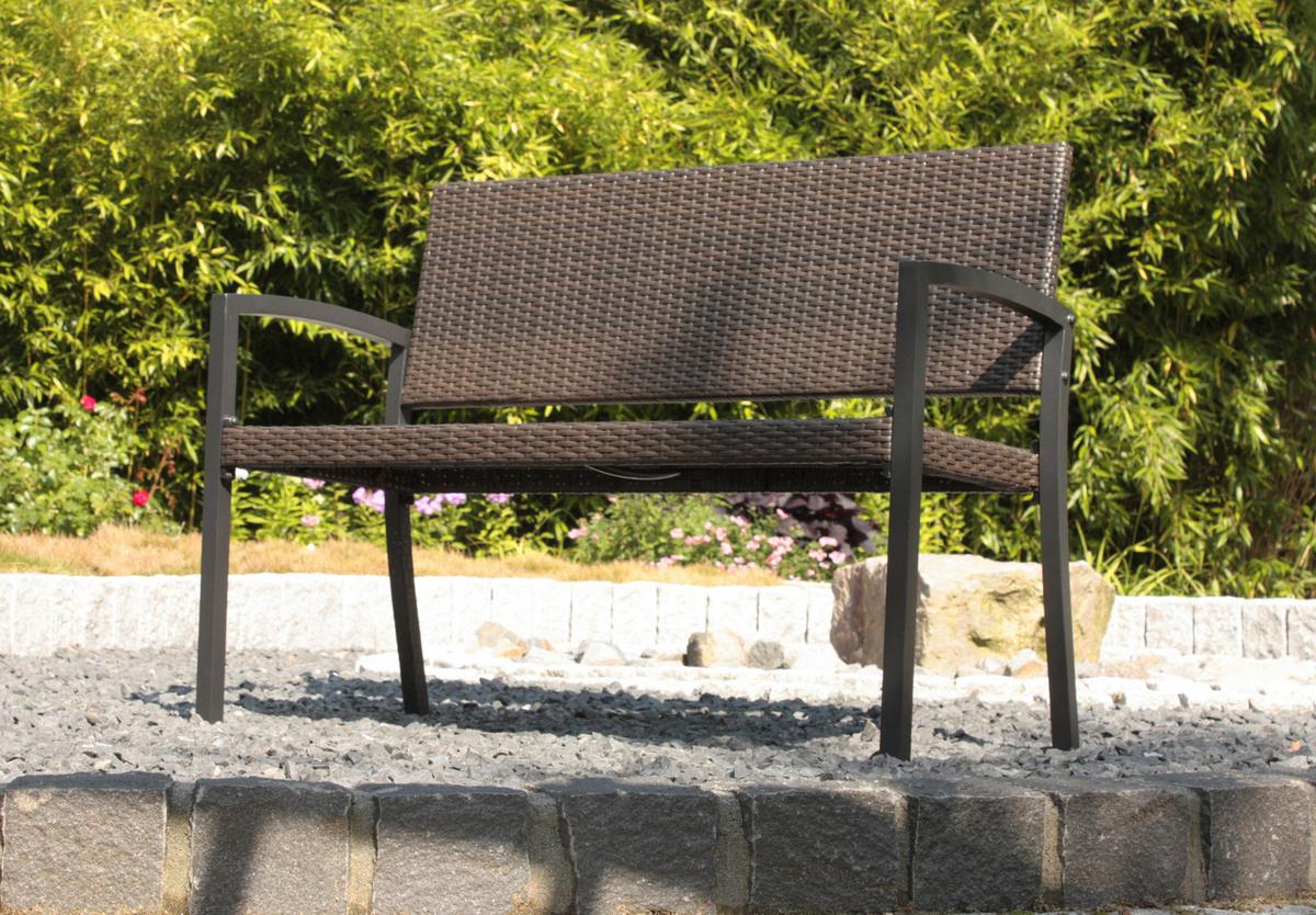 Gartenbank Kunststoff 2-Sitzer - Schwarz/Braun, Basics, Kunststoff/Metall (116/60/87cm) - Gardenson